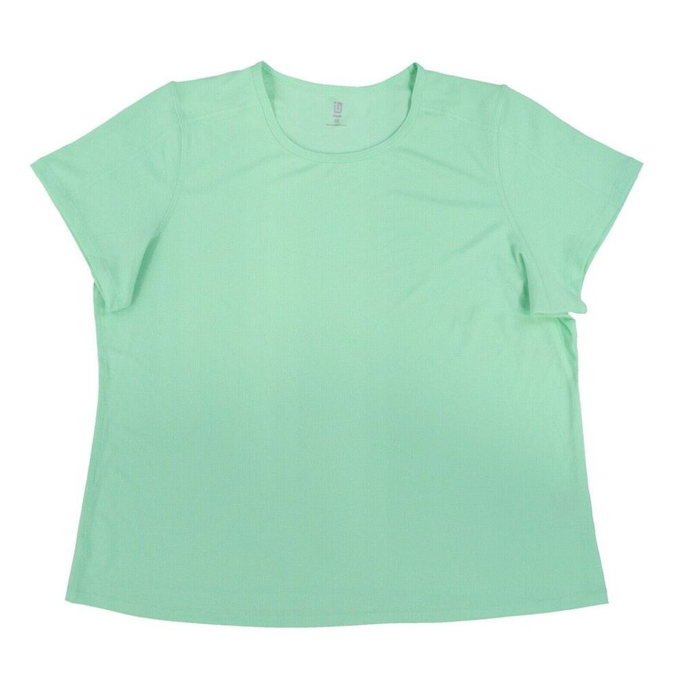 Ideology Womens Plus Size 1X Birdseye Mesh T-Shirt‎ Gym Top Short Sleeve New